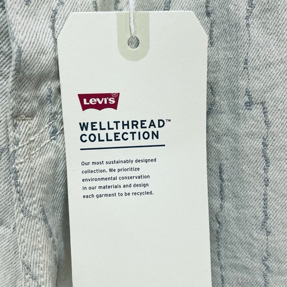 LEVI'S WELLTHREAD® '70S Jeans 27x31 Womens High Rise Straight Fit Stripes Beige - Picture 13 of 14